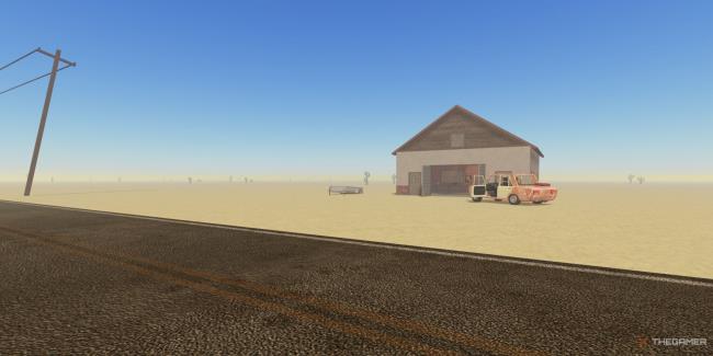 a car next to the starting house in A Dusty Trip on Roblox