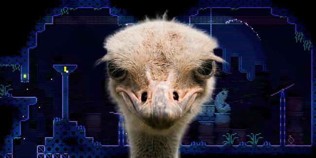 Ostrich head on Animal Well platform crank puzzle